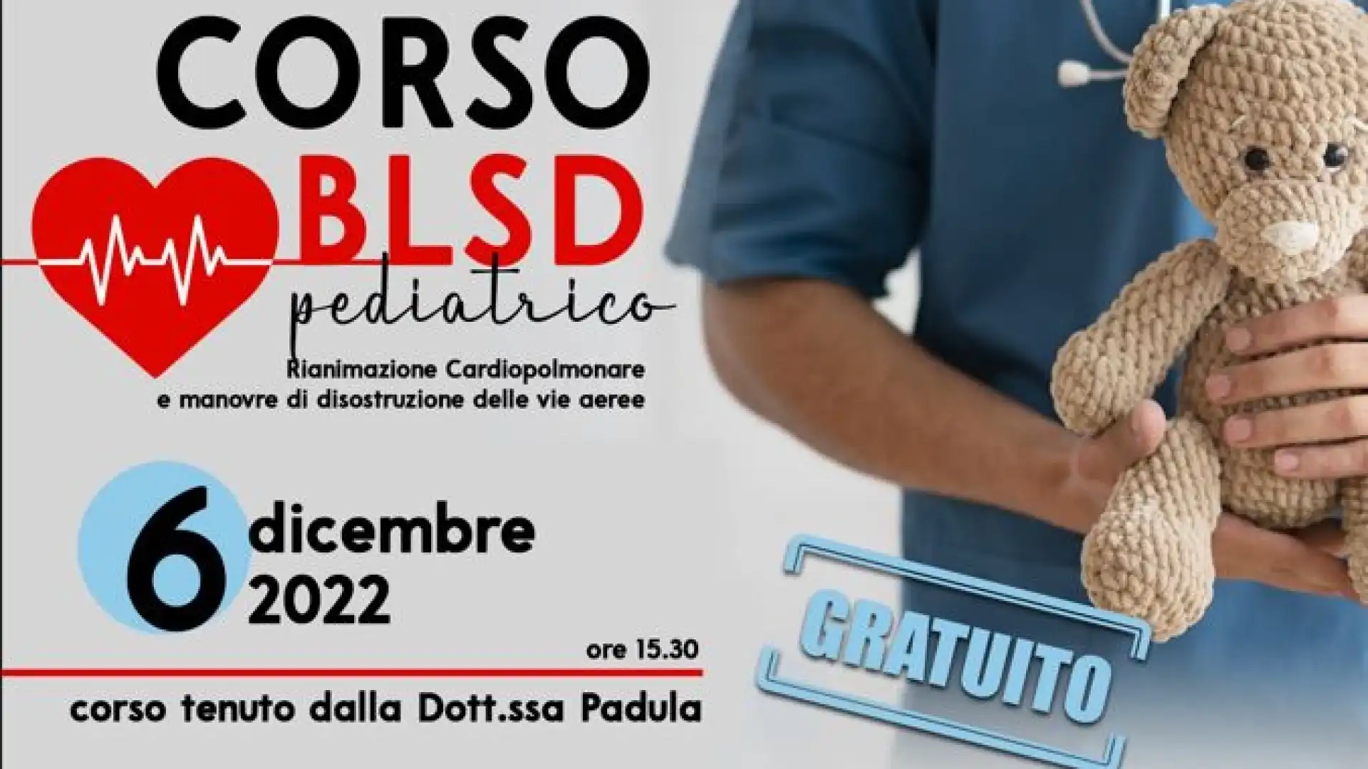 Isernia: questo pomeriggio il corso BLSD pediatrico all’interno della sala Raucci.